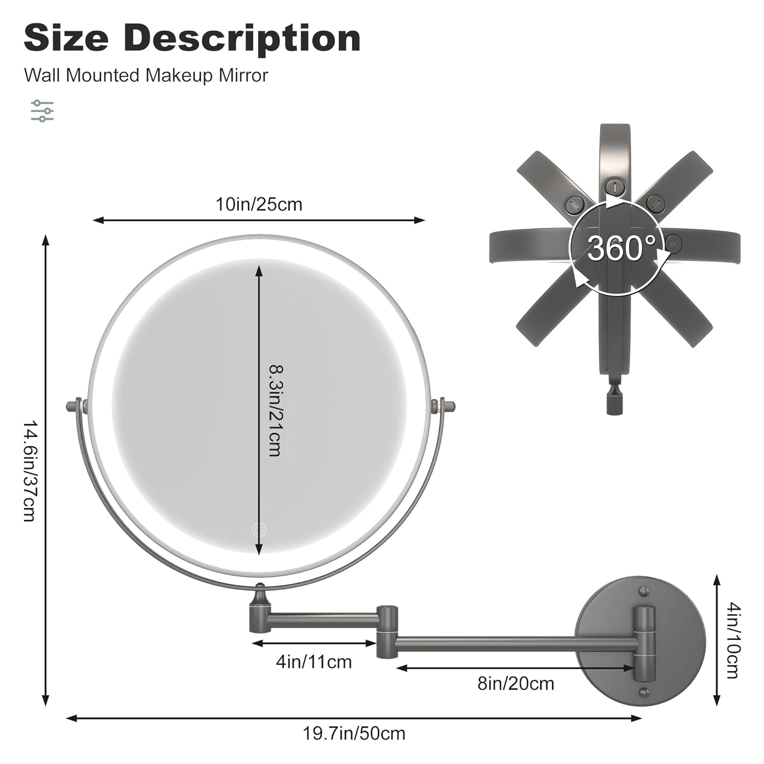 ✨ Hasipu 10-Inch Lighted Wall Mounted Makeup Mirror – Bigger, Brighter, Better Beauty ✨