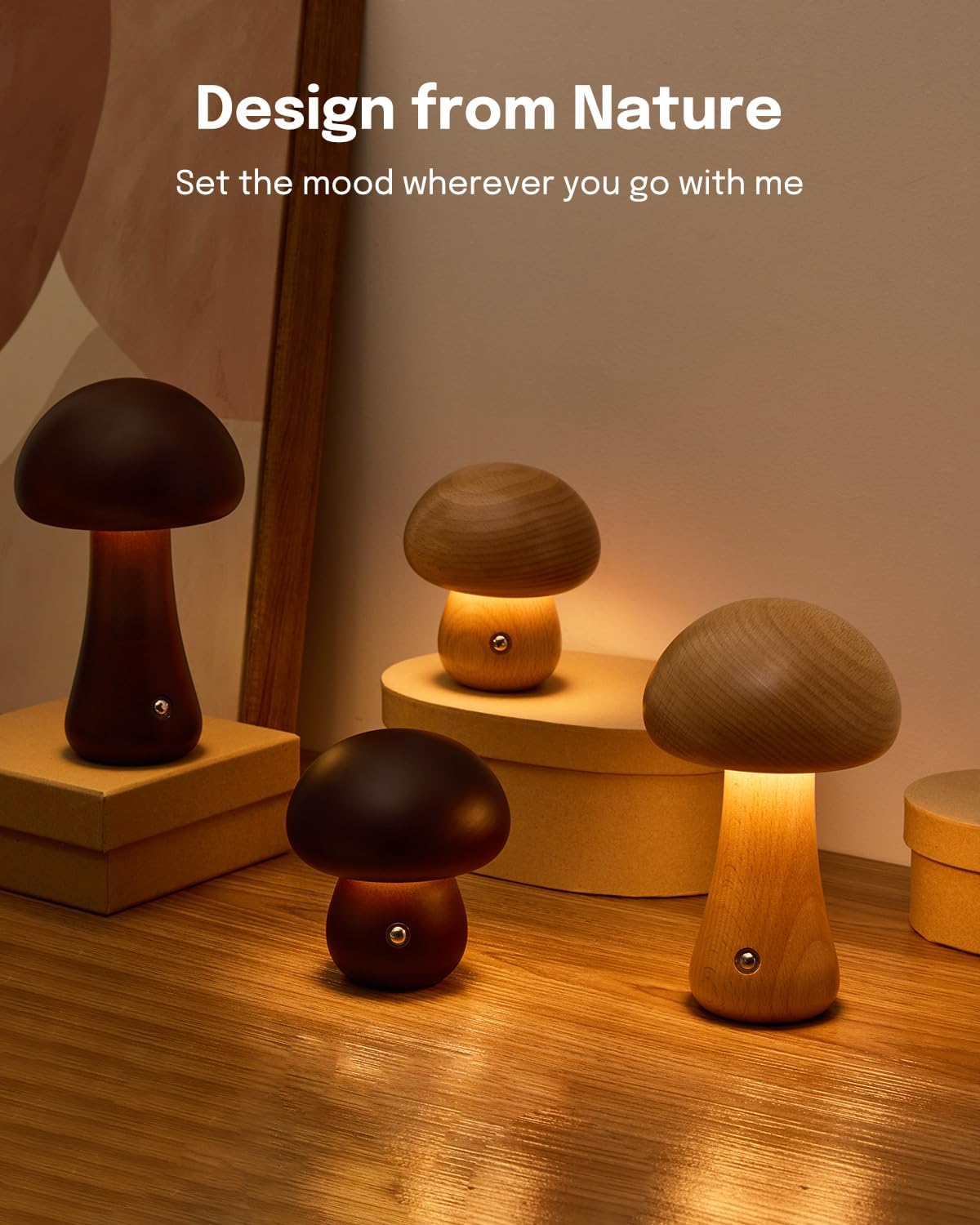 🍄 Wooden Cute Mushroom LED Night Light – Whimsy Meets Warmth ✨
