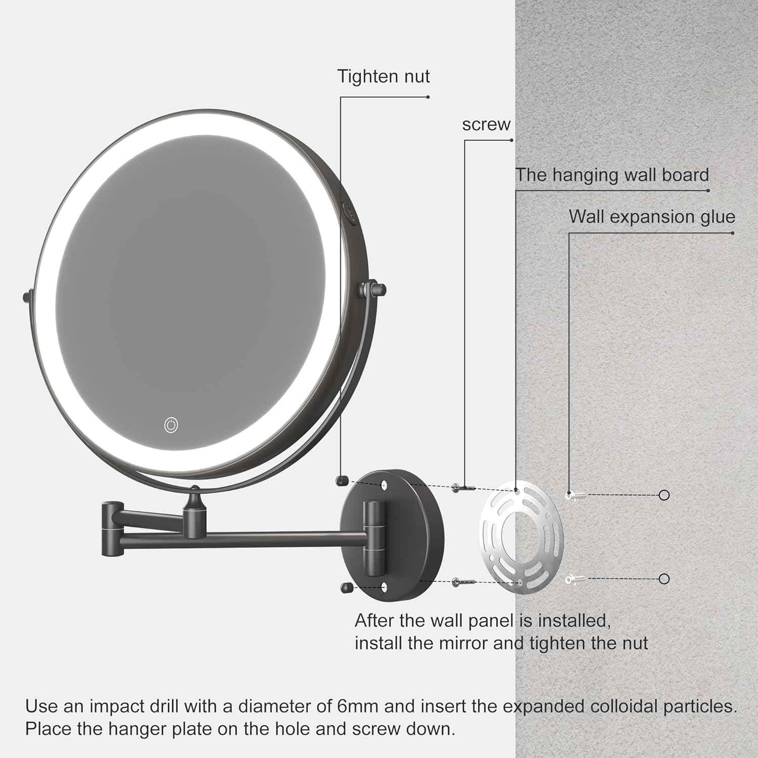 ✨ Hasipu 10-Inch Lighted Wall Mounted Makeup Mirror – Bigger, Brighter, Better Beauty ✨