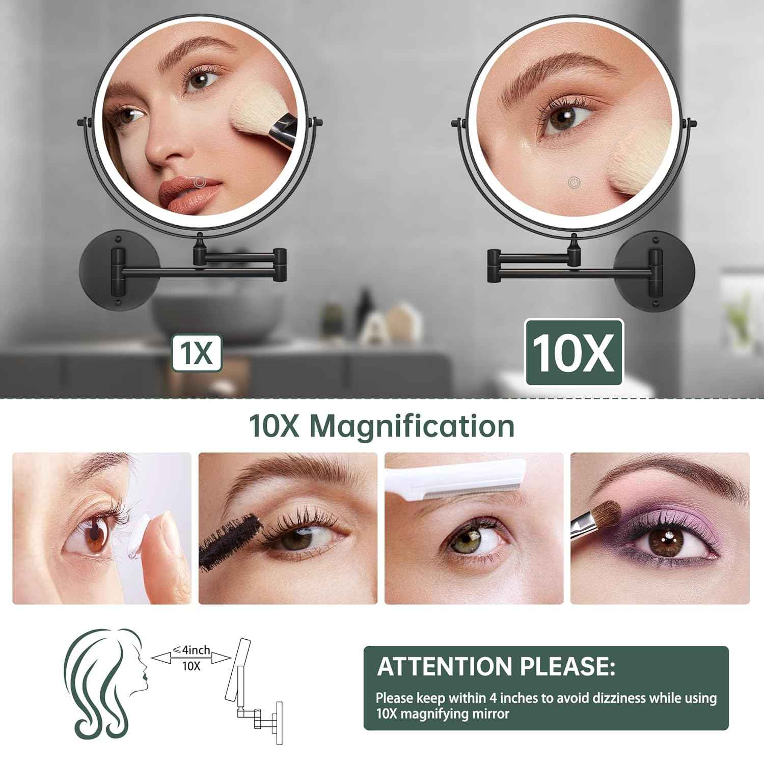 ✨ Hasipu 10-Inch Lighted Wall Mounted Makeup Mirror – Bigger, Brighter, Better Beauty ✨