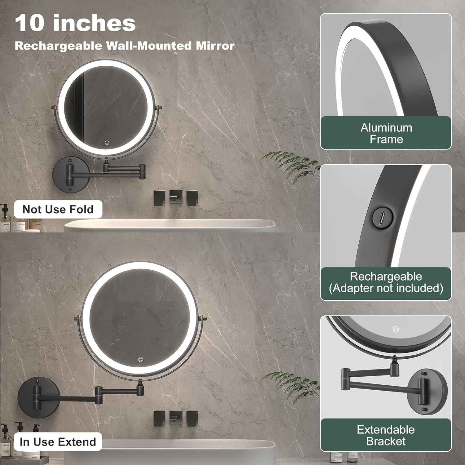 ✨ Hasipu 10-Inch Lighted Wall Mounted Makeup Mirror – Bigger, Brighter, Better Beauty ✨