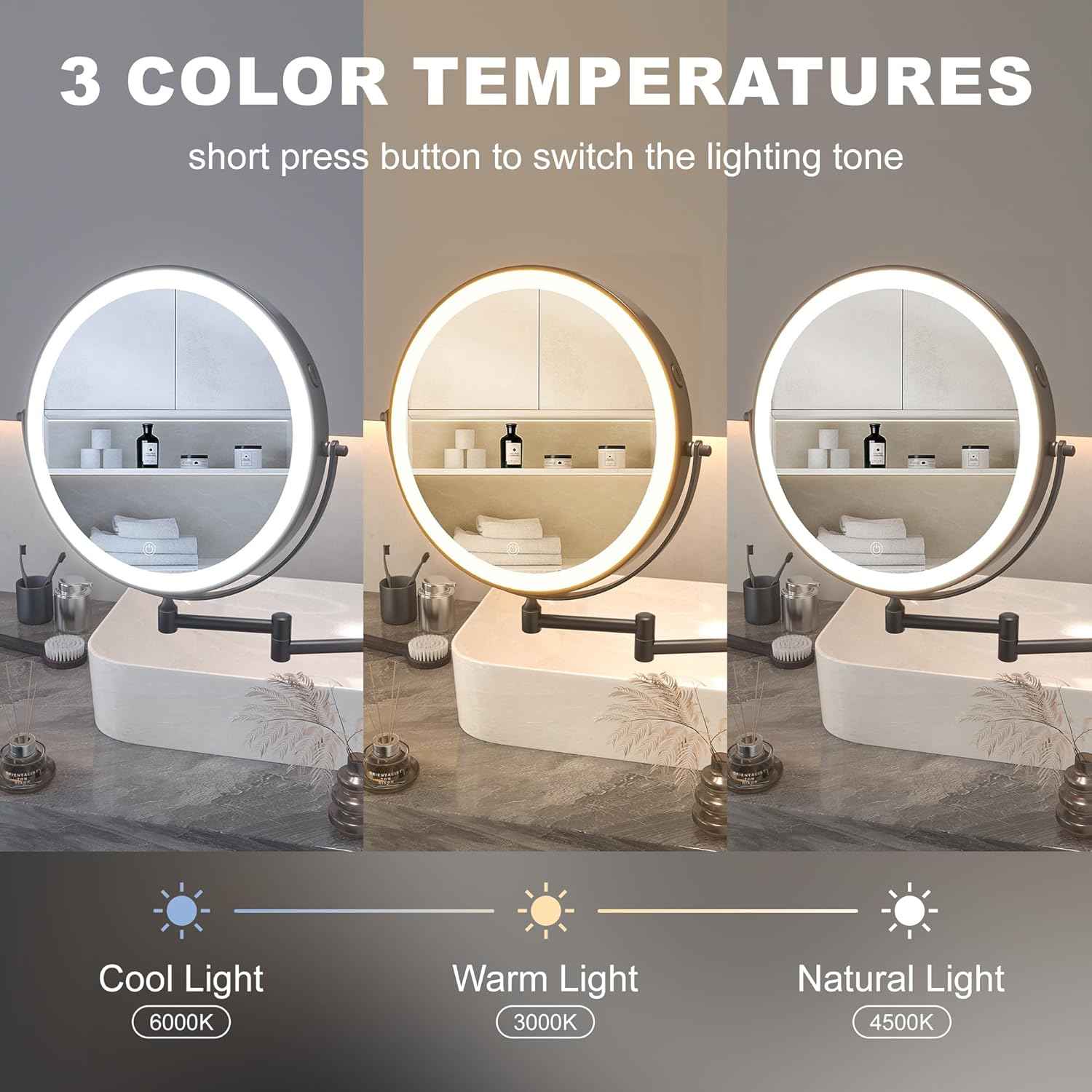 ✨ Hasipu 10-Inch Lighted Wall Mounted Makeup Mirror – Bigger, Brighter, Better Beauty ✨