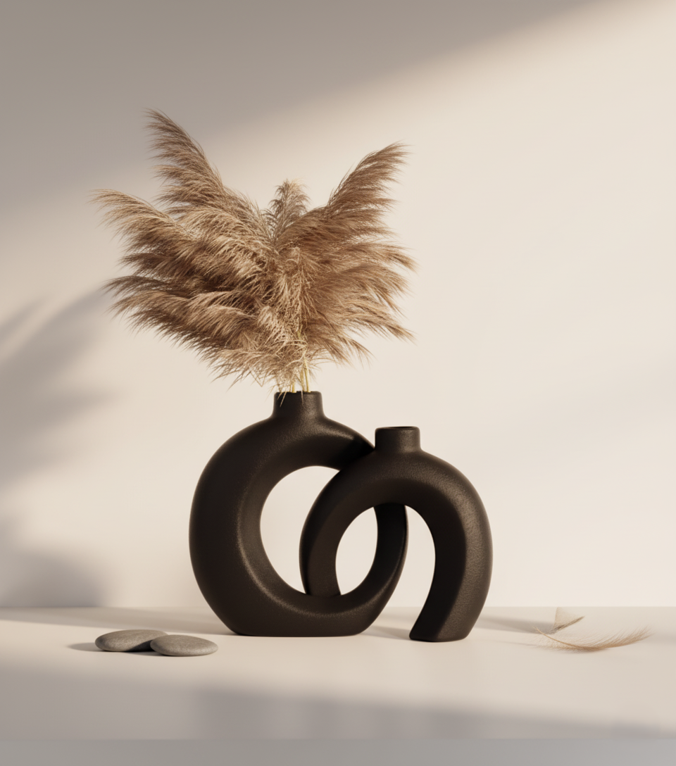 🌟Hollow Design Black Ceramic Vases – Art Meets Elegance ✨