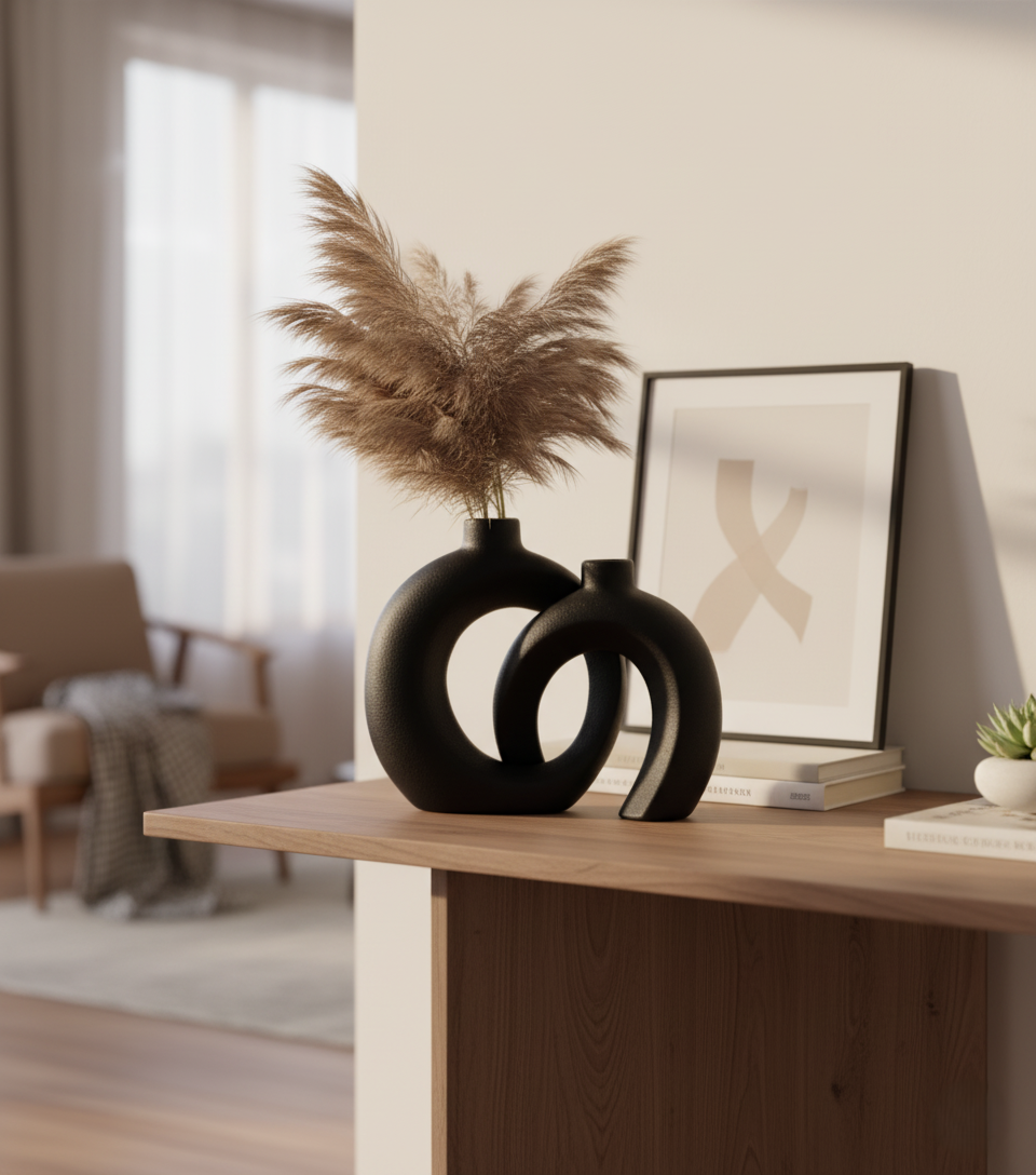 🌟Hollow Design Black Ceramic Vases – Art Meets Elegance ✨