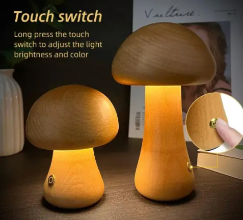 🍄 Wooden Cute Mushroom LED Night Light – Whimsy Meets Warmth ✨