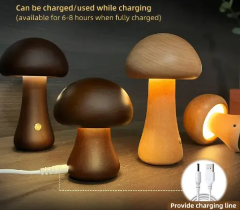 🍄 Wooden Cute Mushroom LED Night Light – Whimsy Meets Warmth ✨