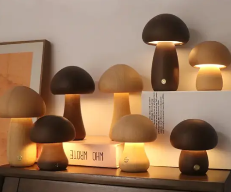 🍄 Wooden Cute Mushroom LED Night Light – Whimsy Meets Warmth ✨